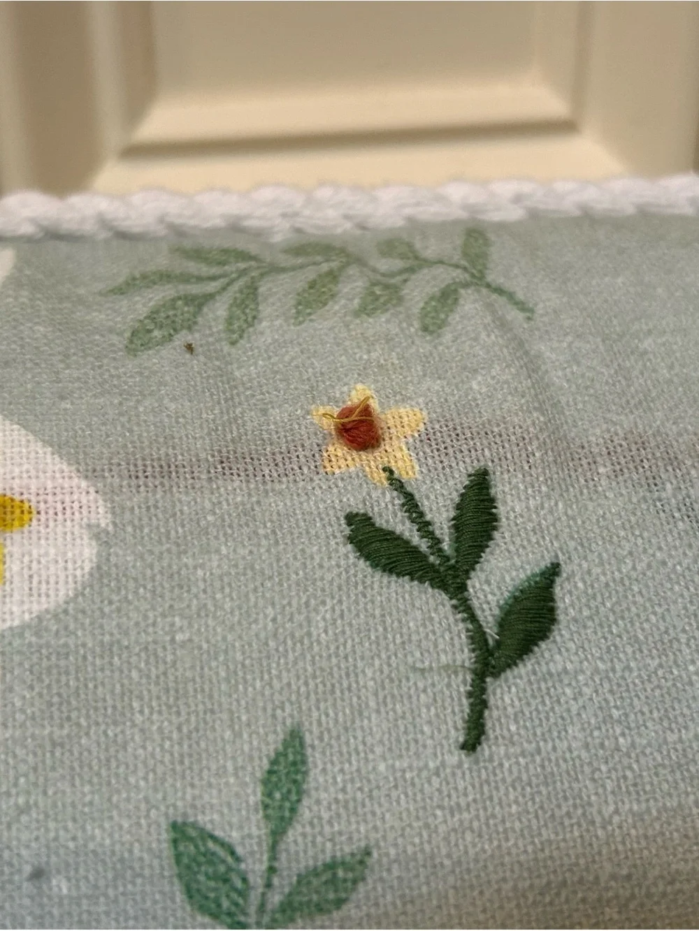 Floral Bunny Holiday Pillow in Mint Green